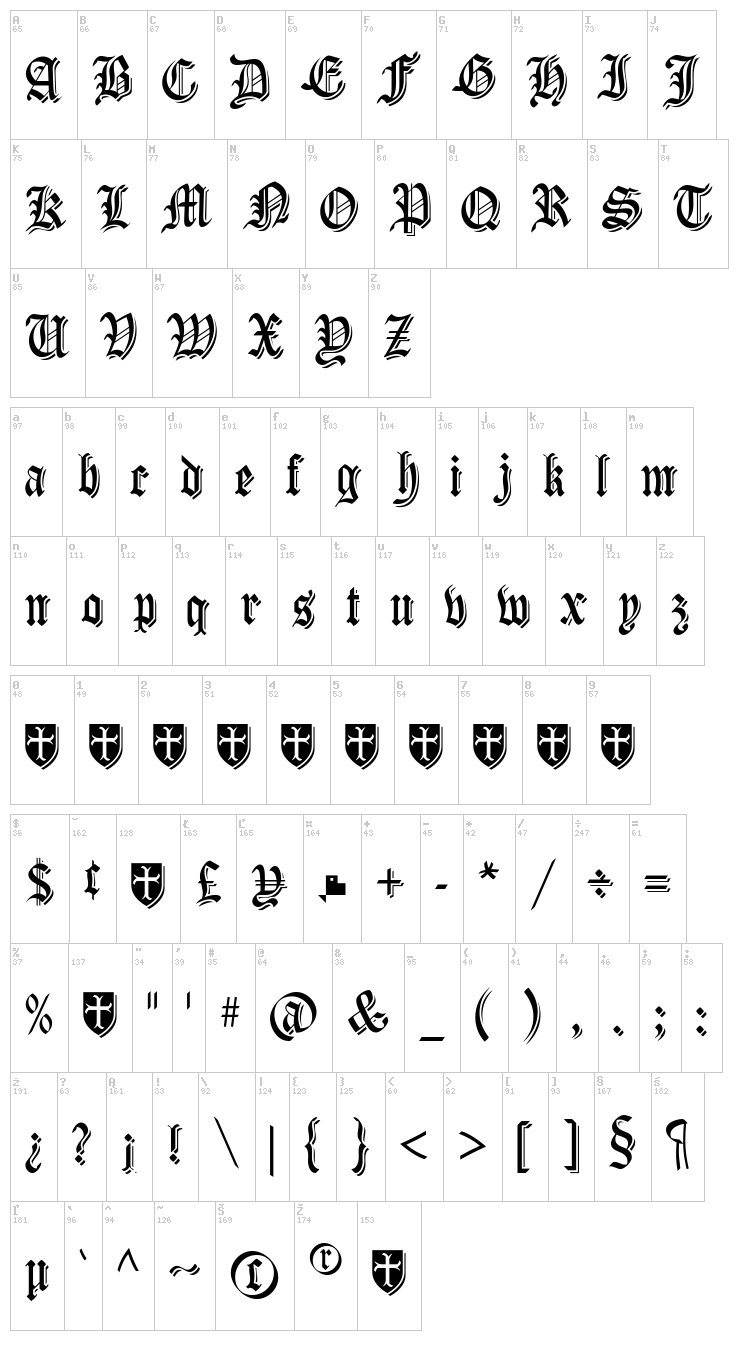 Carta Magna font map
