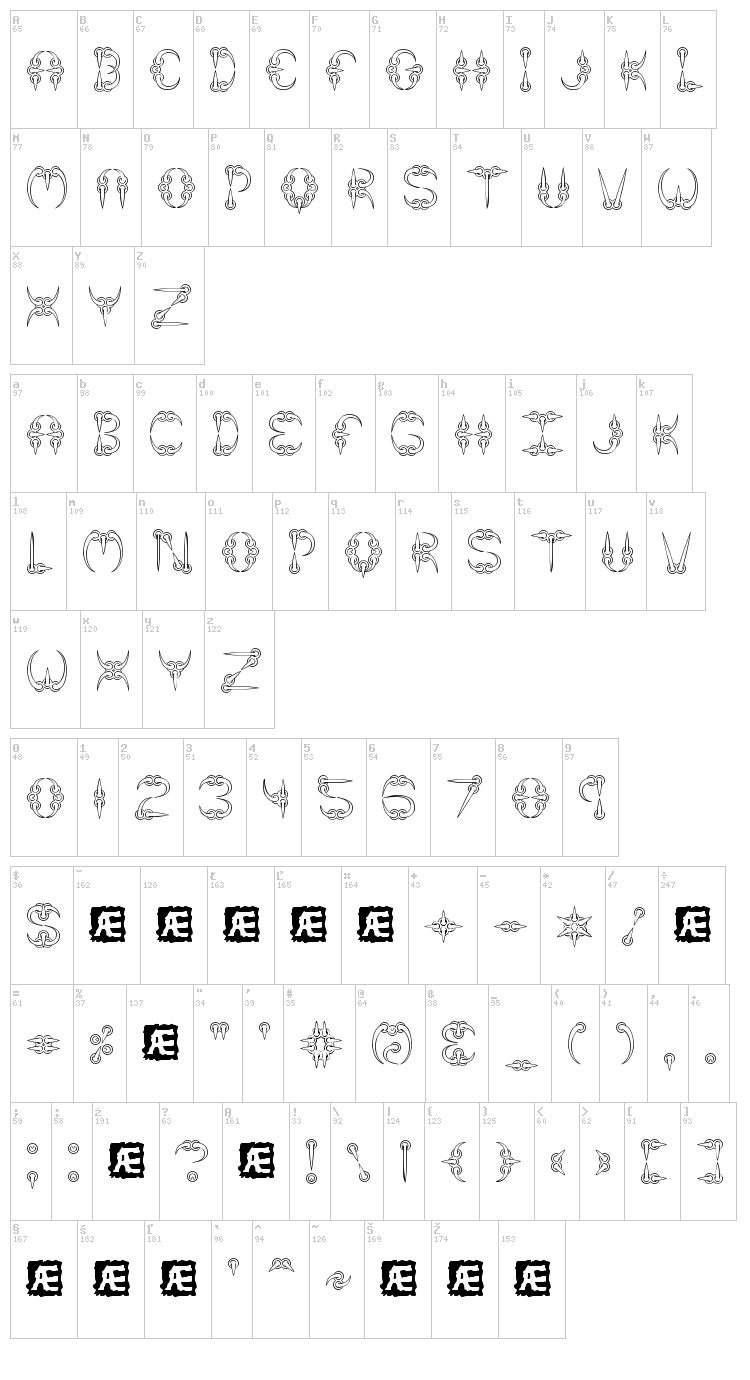 Claw font map