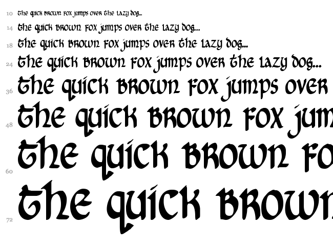 Cry Uncial font waterfall
