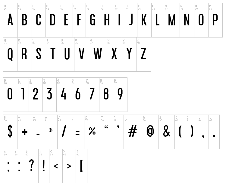 Americana font map