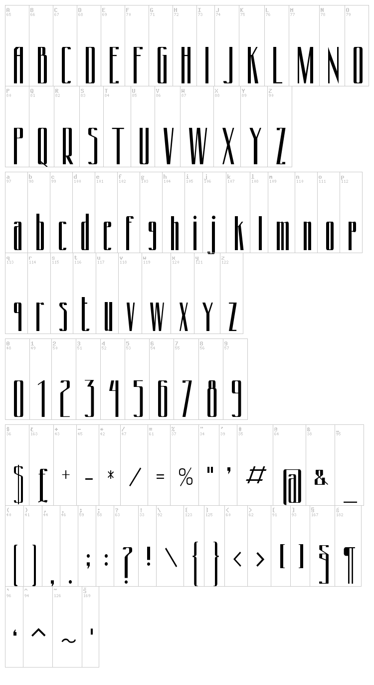 Cony font map