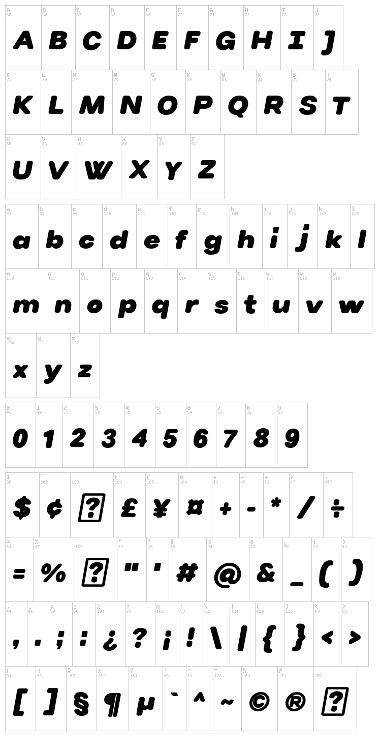 Villeray font map