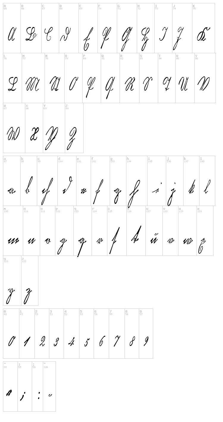 Kurrent Kupferstich Thin font map