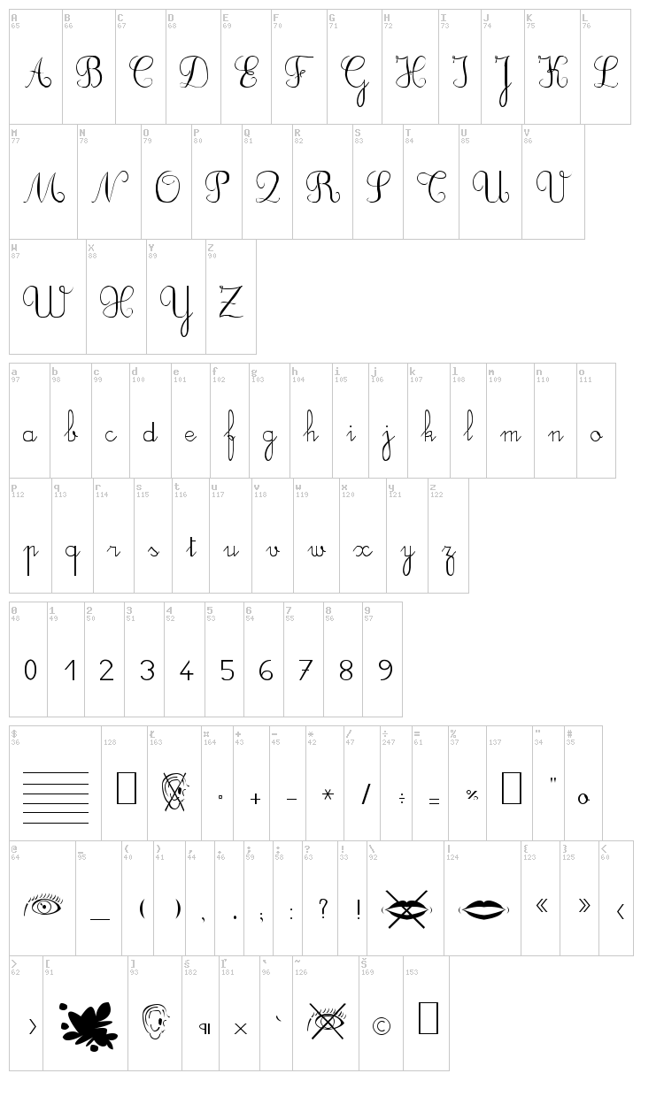 DuCahier font map
