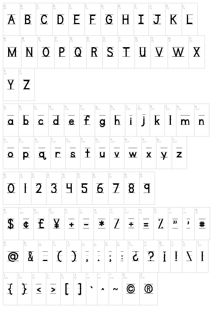 KG Primary Penmanship font map