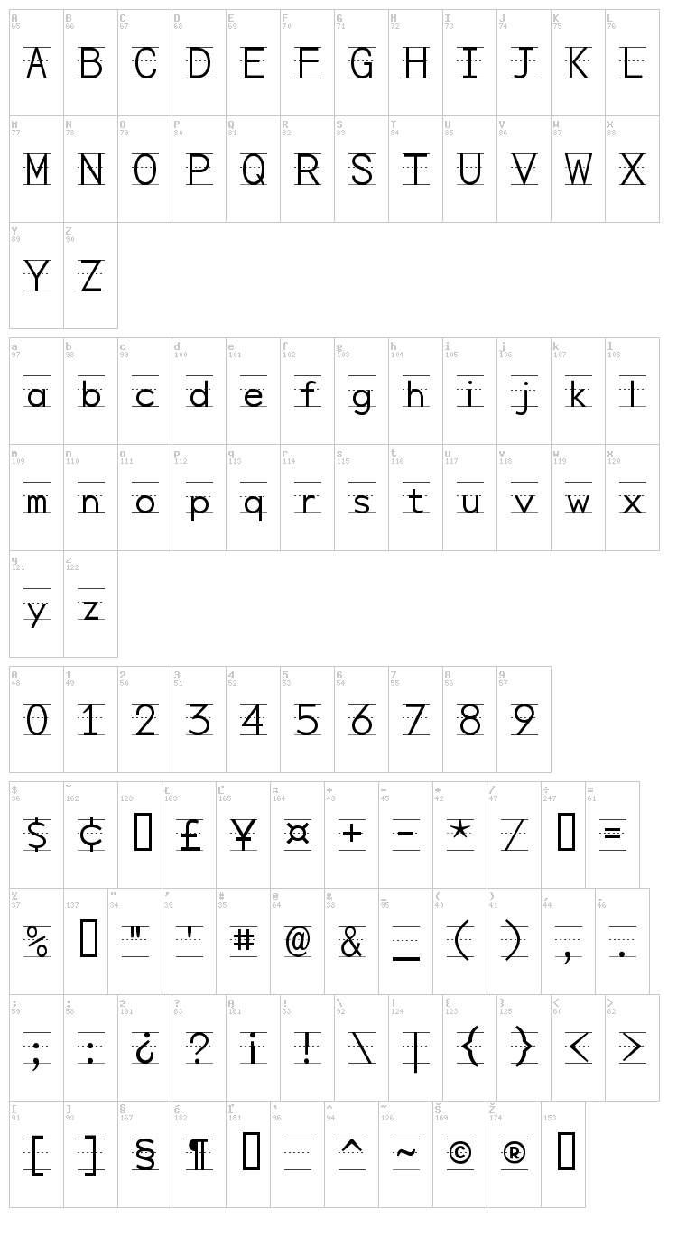 Penmanship Print font map