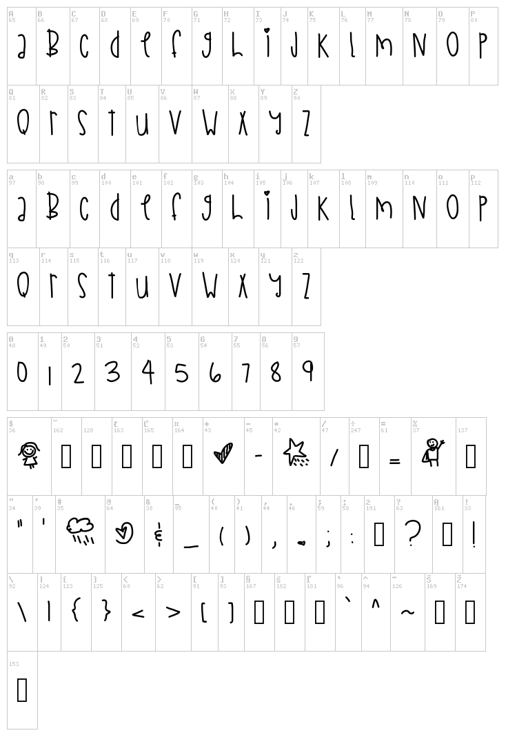 Chasing Time font map