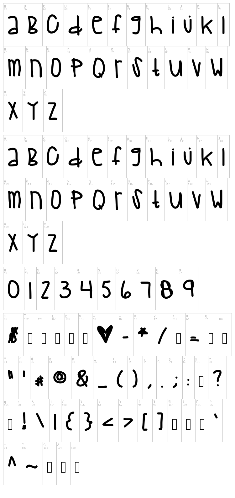 Clippers Baby font map