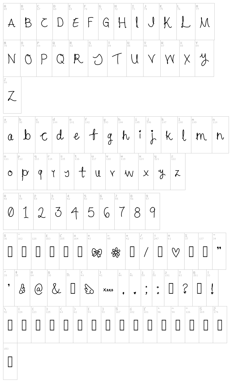 Cursive font map