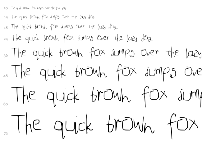 Mouse Handwriting font waterfall