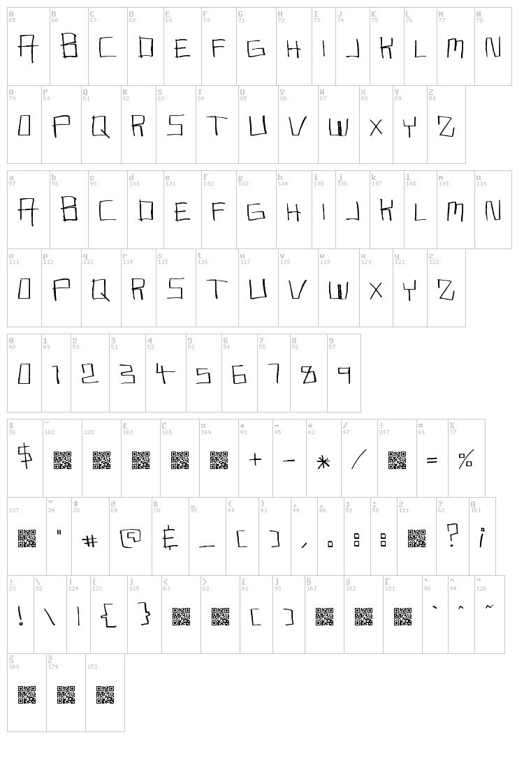Musky Dawn font map