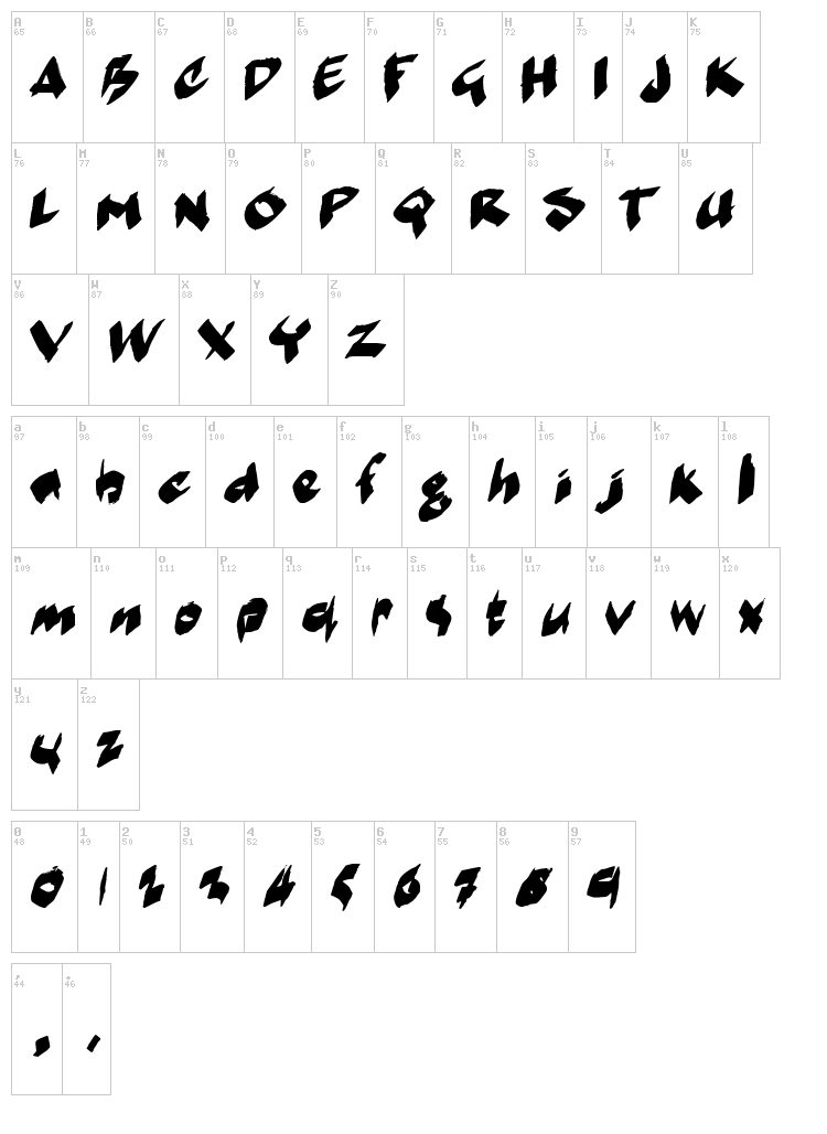 Marker Moe II font map
