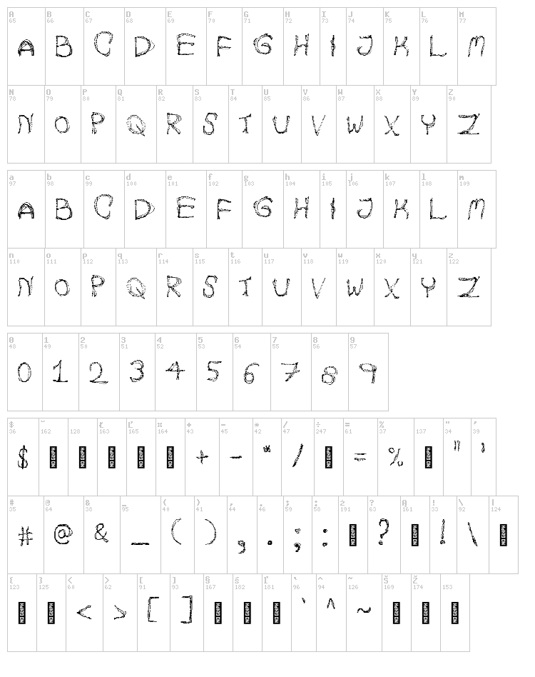 Autumn Pixels font map