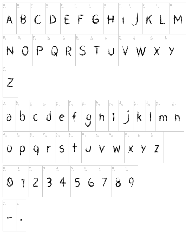 CF Zombie Party font map