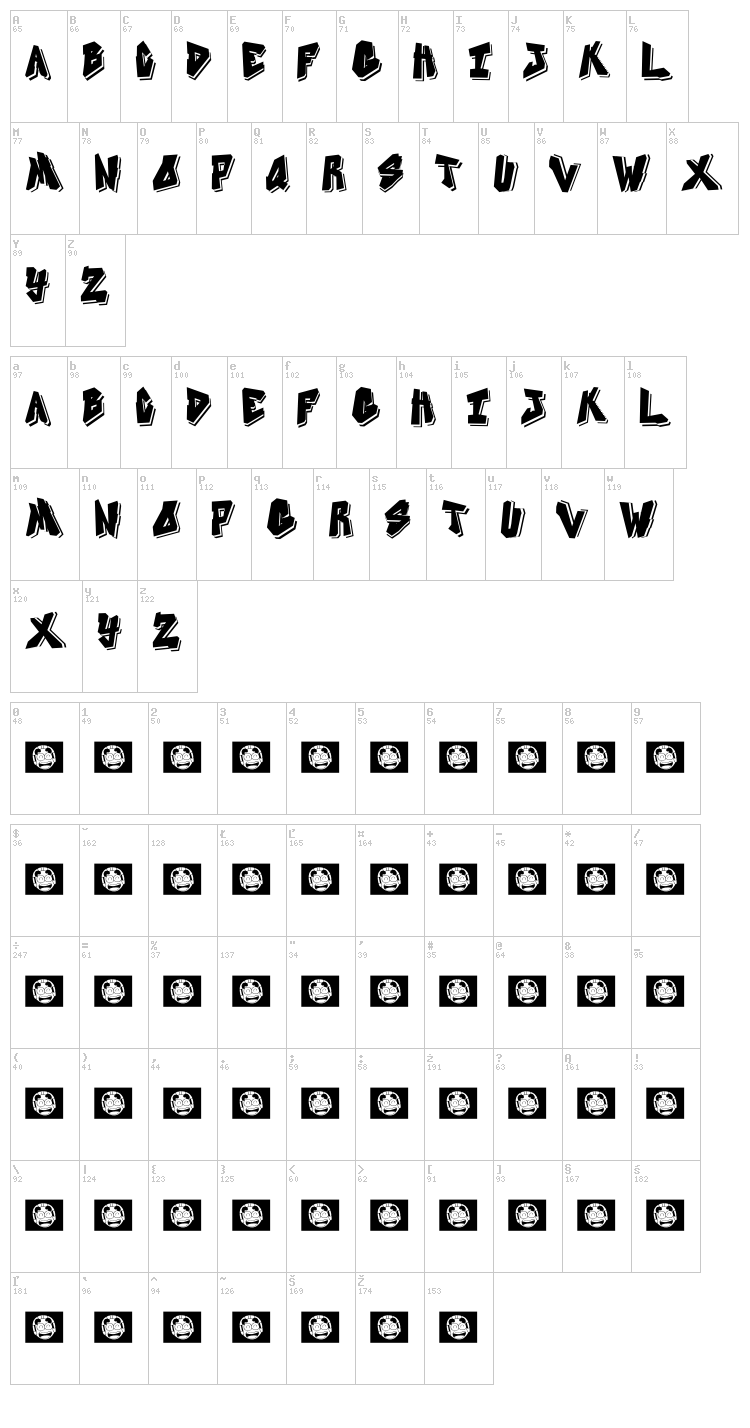 One Piece font map