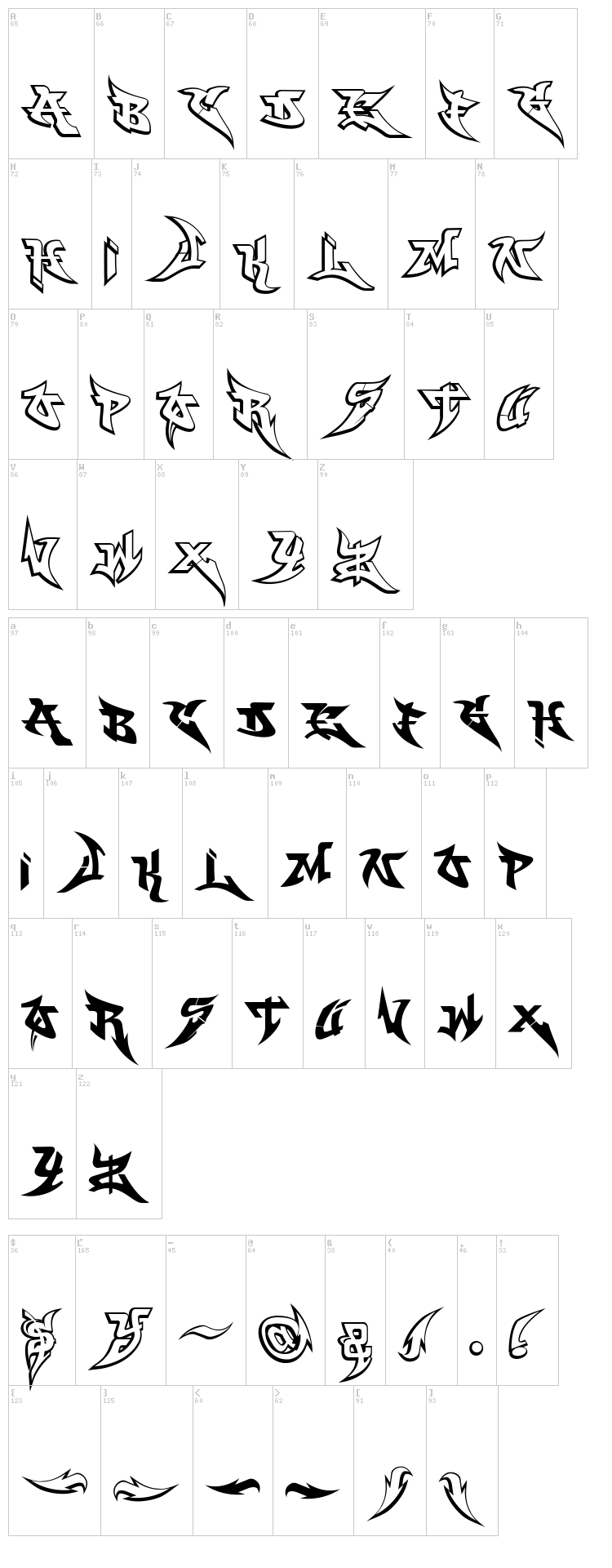 WildStyle font map