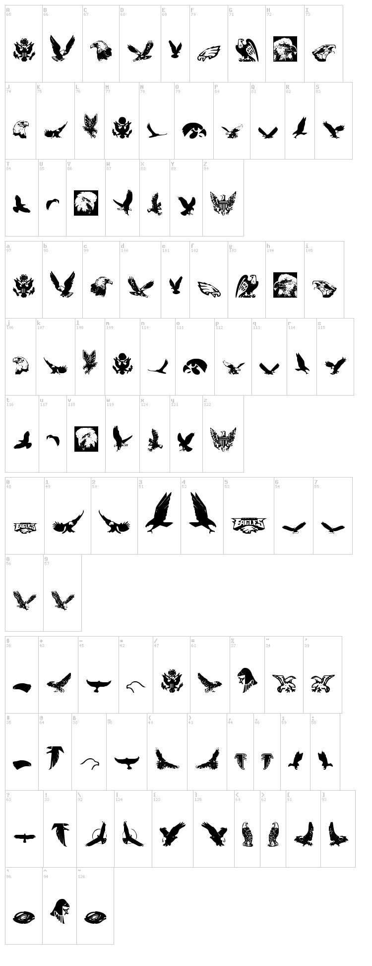 Eaglemania font map