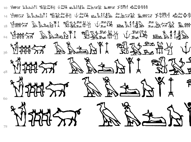 Hieroglify font waterfall