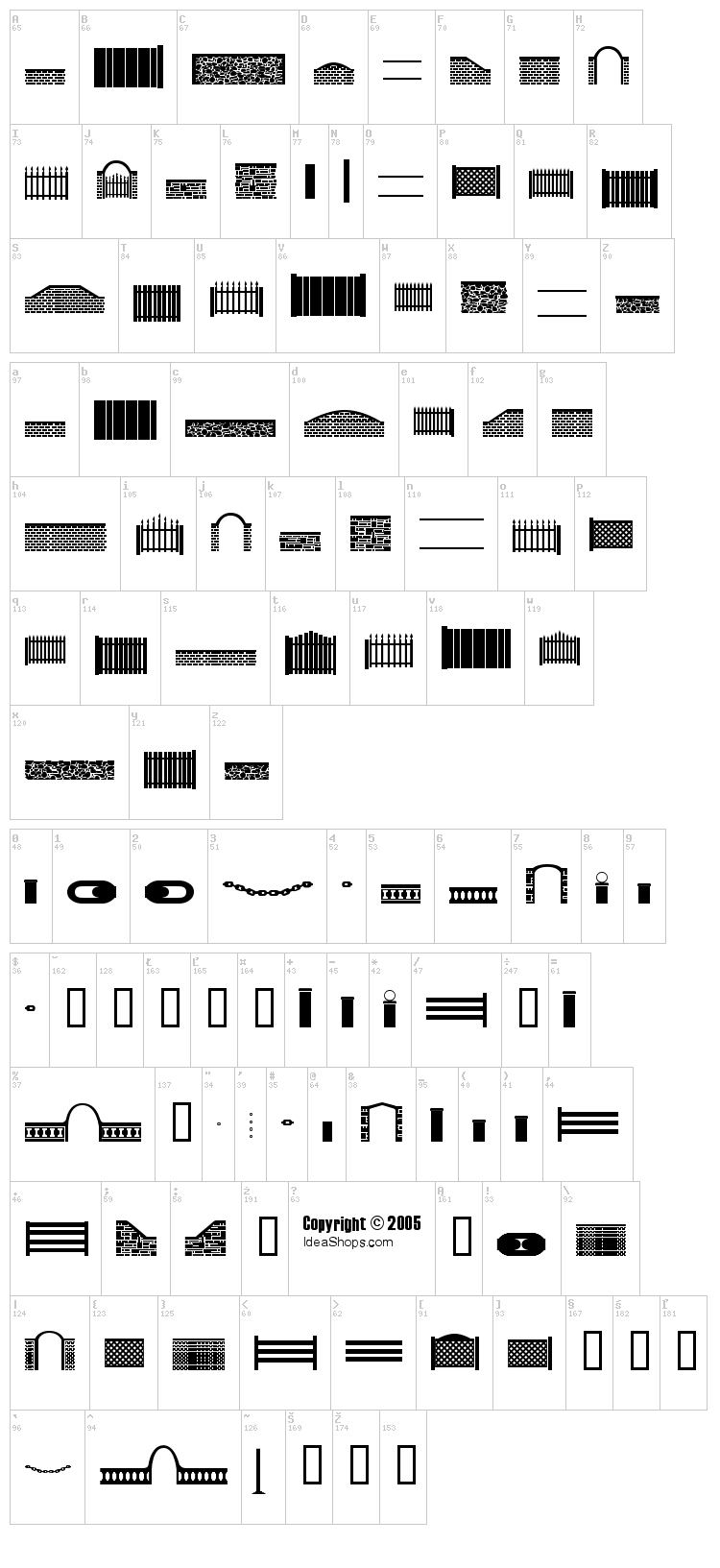 FontCo Fences font map