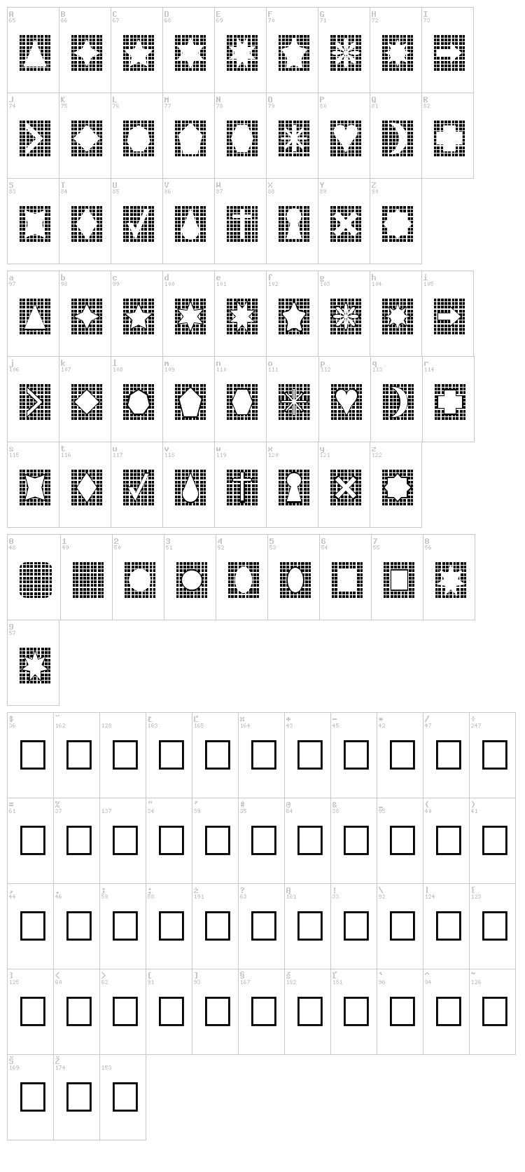 Grids n Things font map