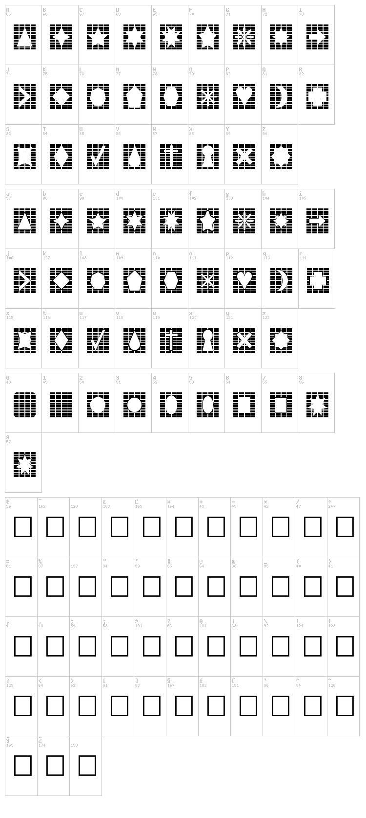 Grids n Things font map