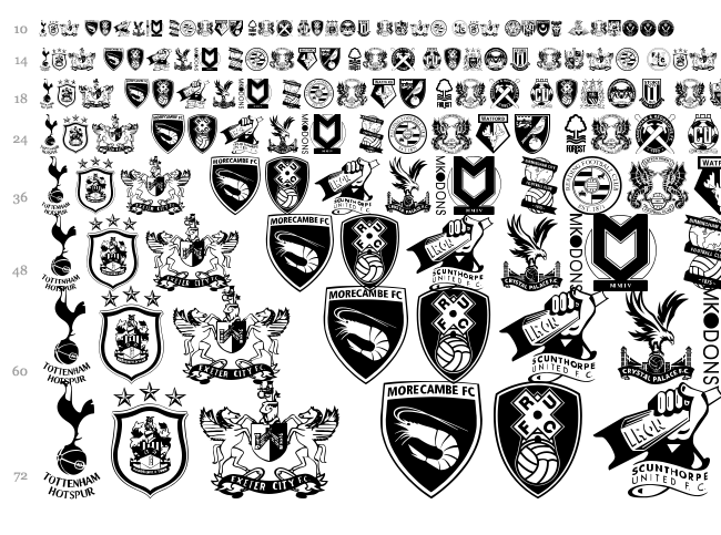 English Football Club Badges font waterfall