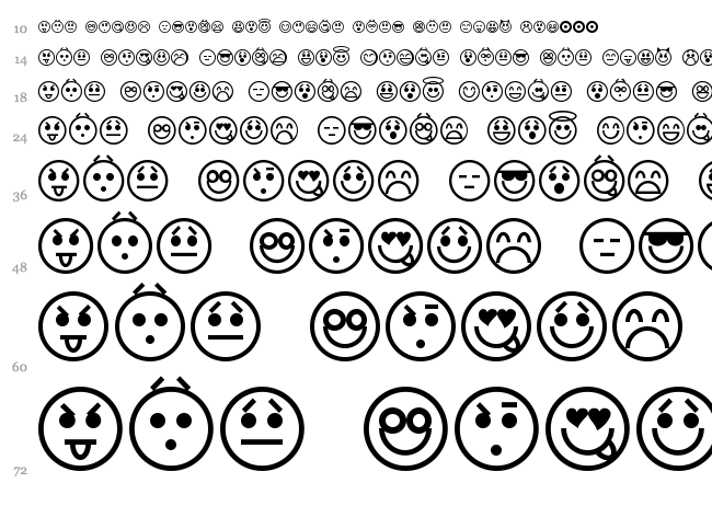 Emoticons font waterfall