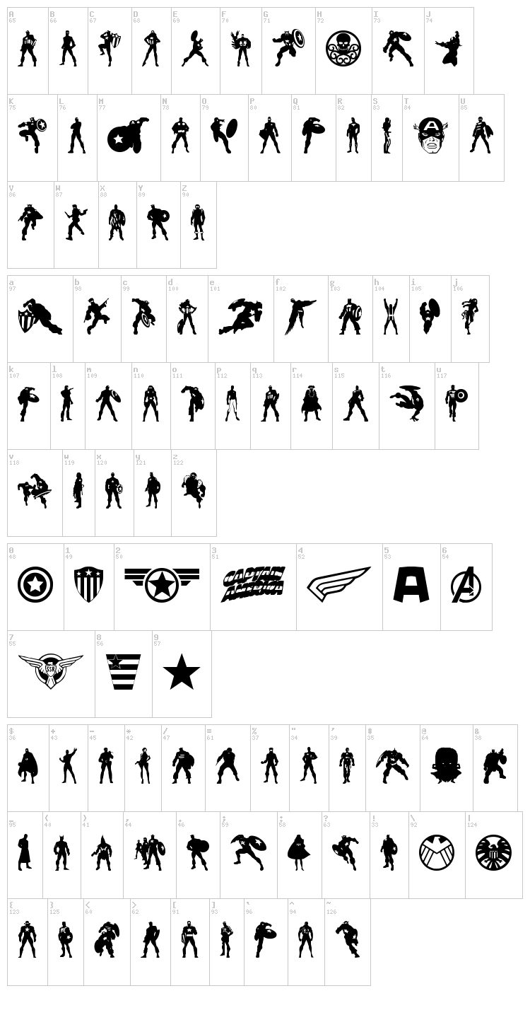 Super Soldier font map