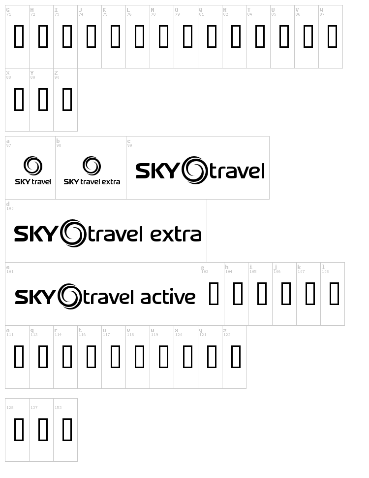 SKY logos font map