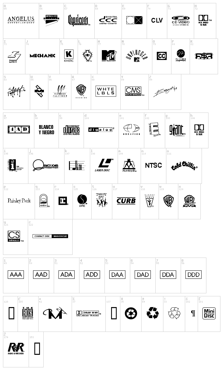 Warner Logo Font Nine font map