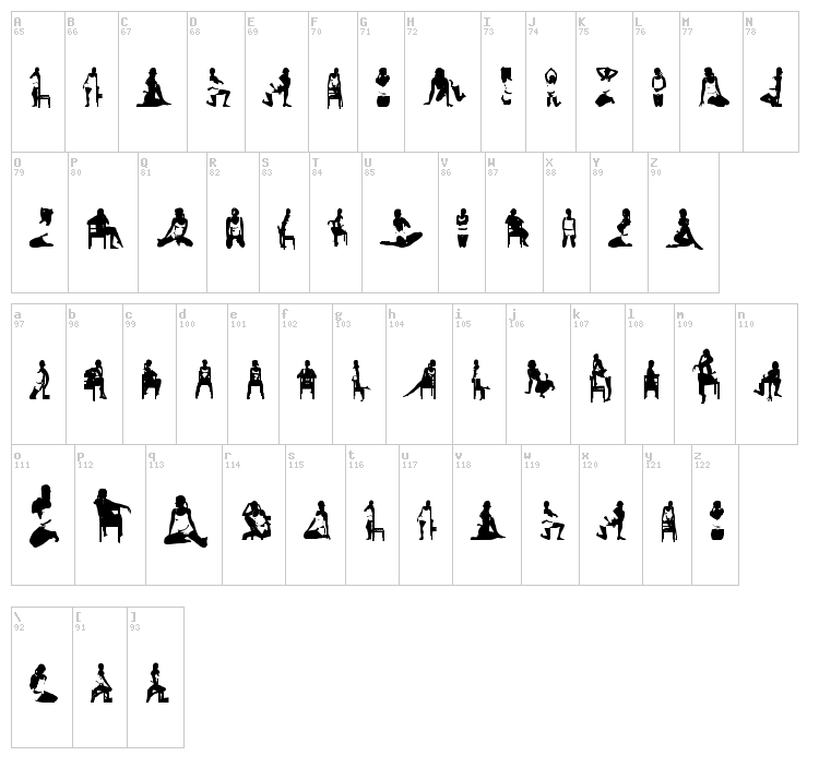 Woman Silhouettes font map