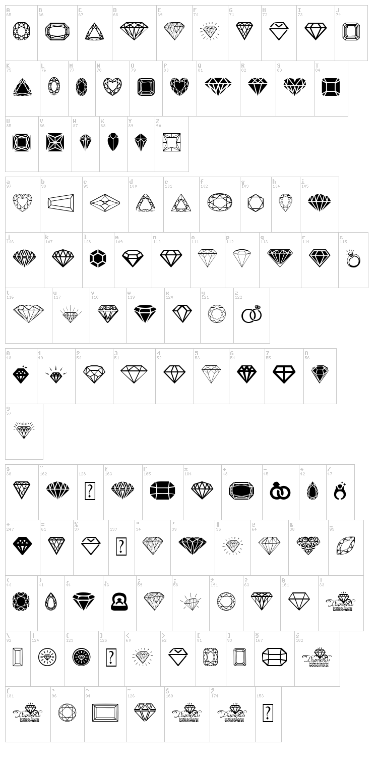 Diamonds font map