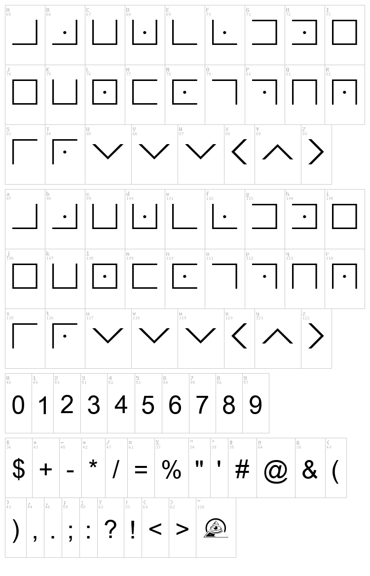 Illuminati Masonic Cipher font map