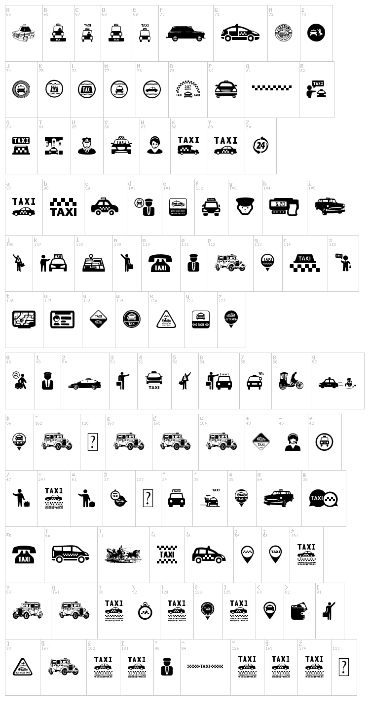 Taxi font map