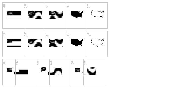 US Flag font map