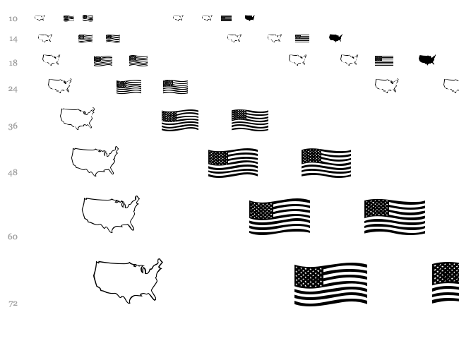 US Flag font waterfall
