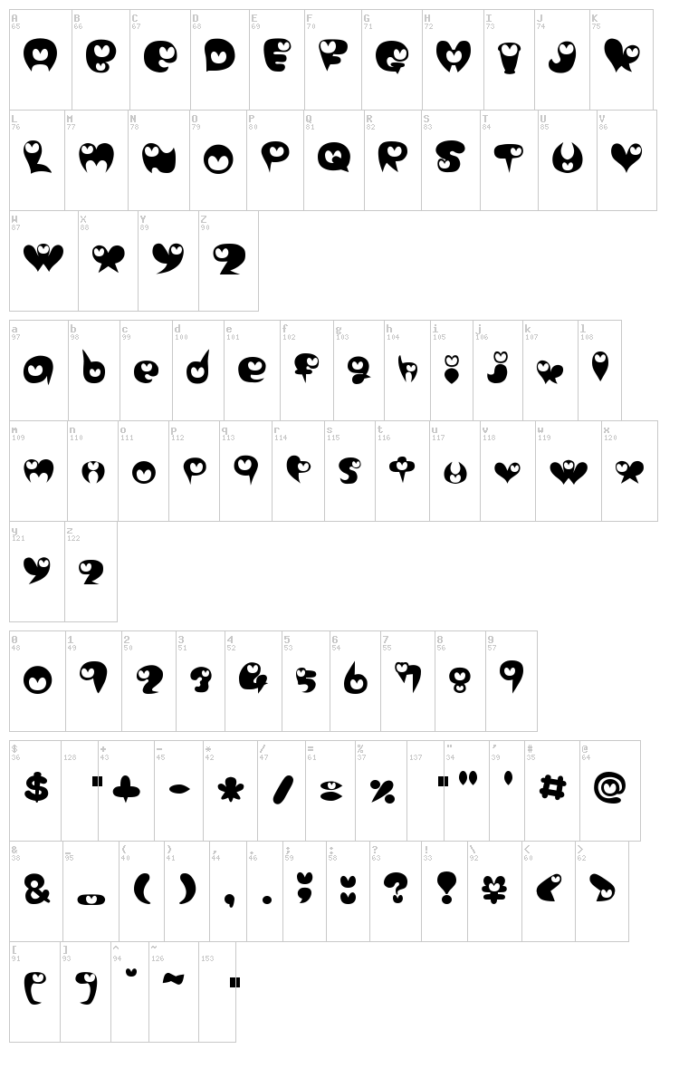 Purimonyorori 2 font map
