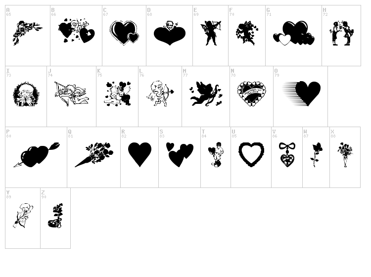 Valentine C font map