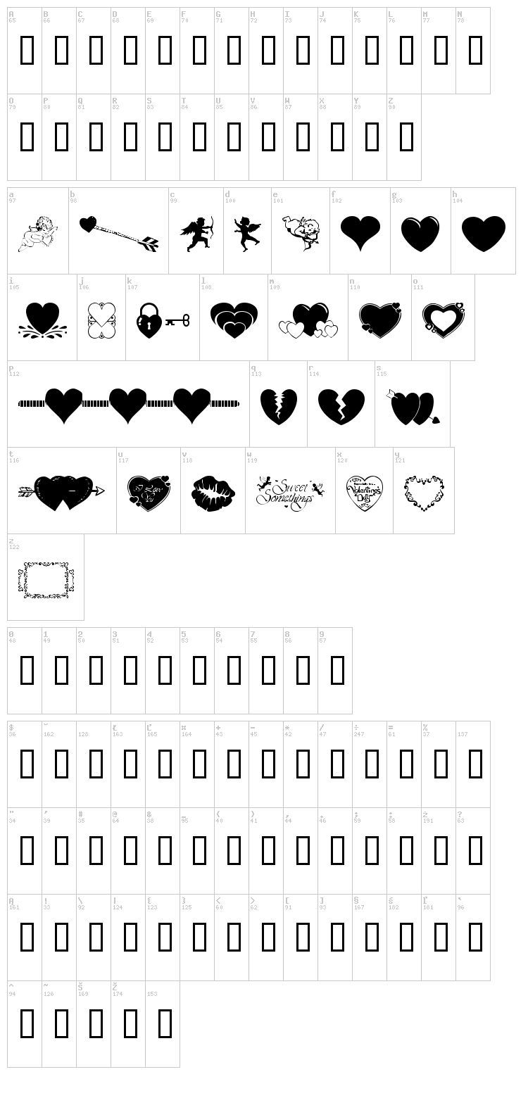 WM Valentine font map