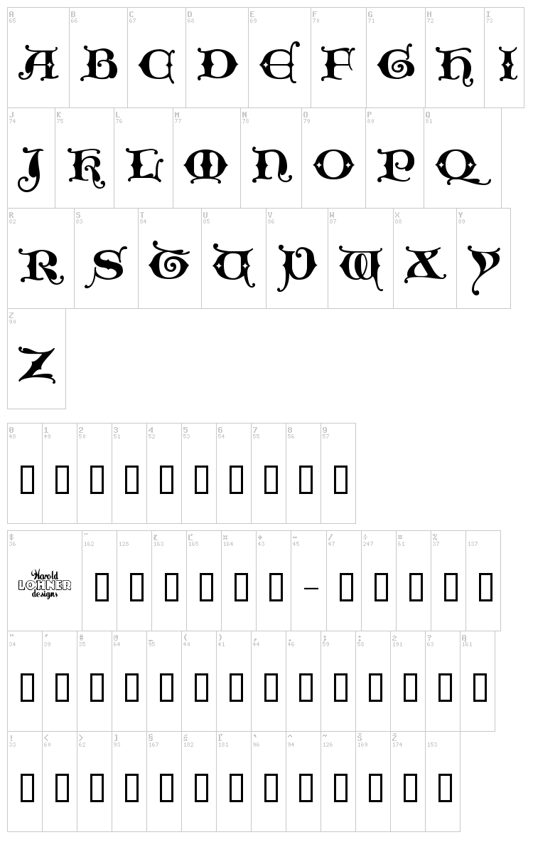 King Xmas font map