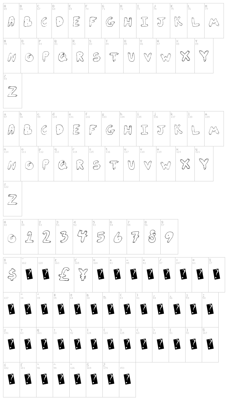 CuteFold font map