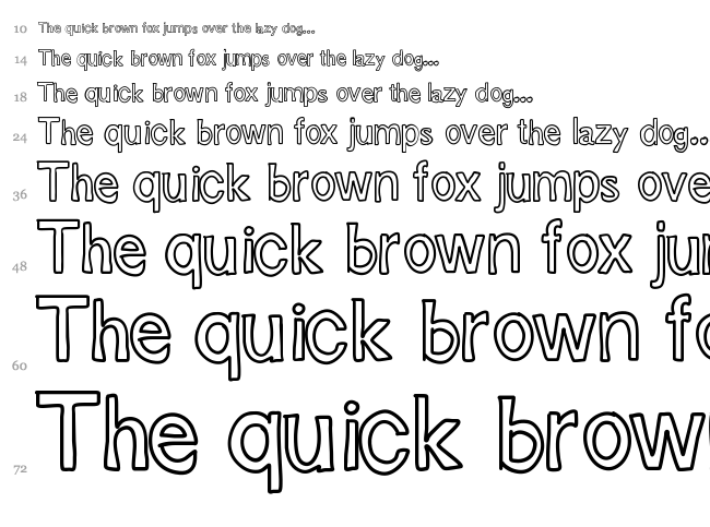 Just Coles Block Outlines font waterfall
