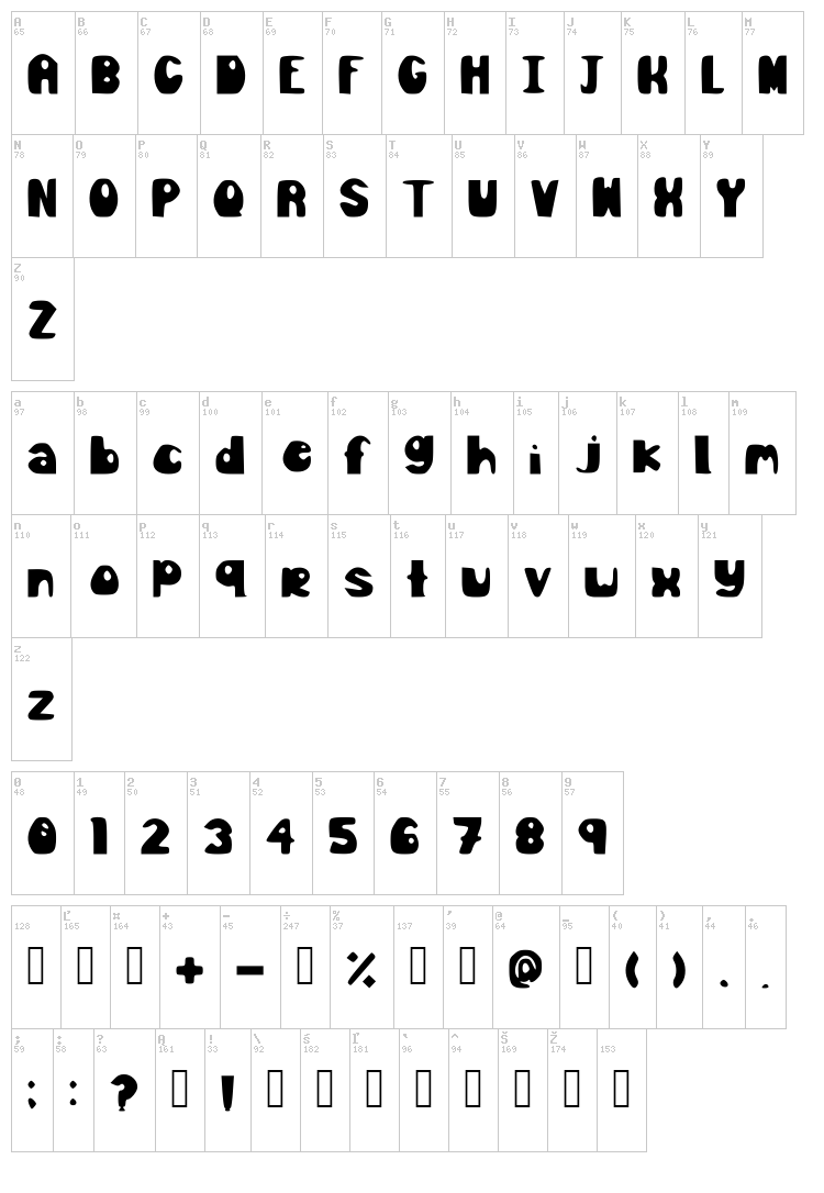 Olive Juice font map
