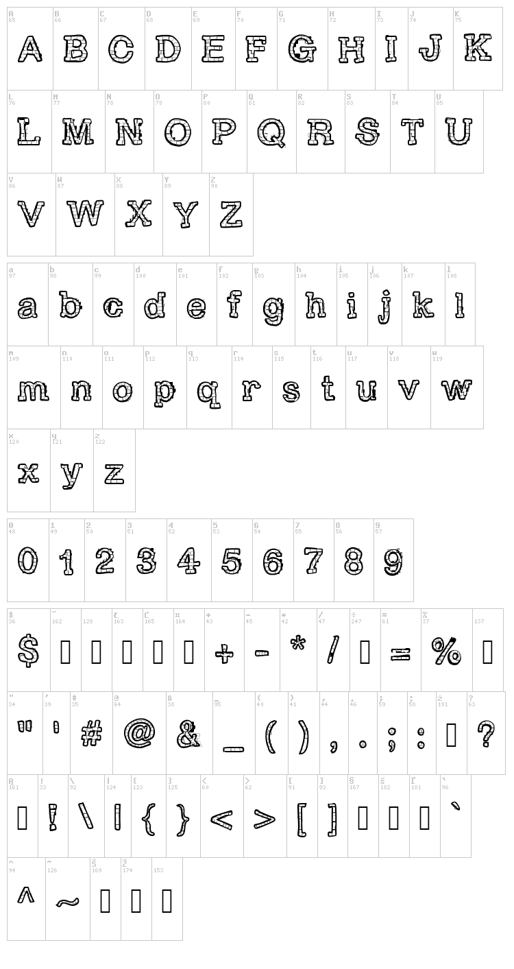 RH Brickhaus Proto font map