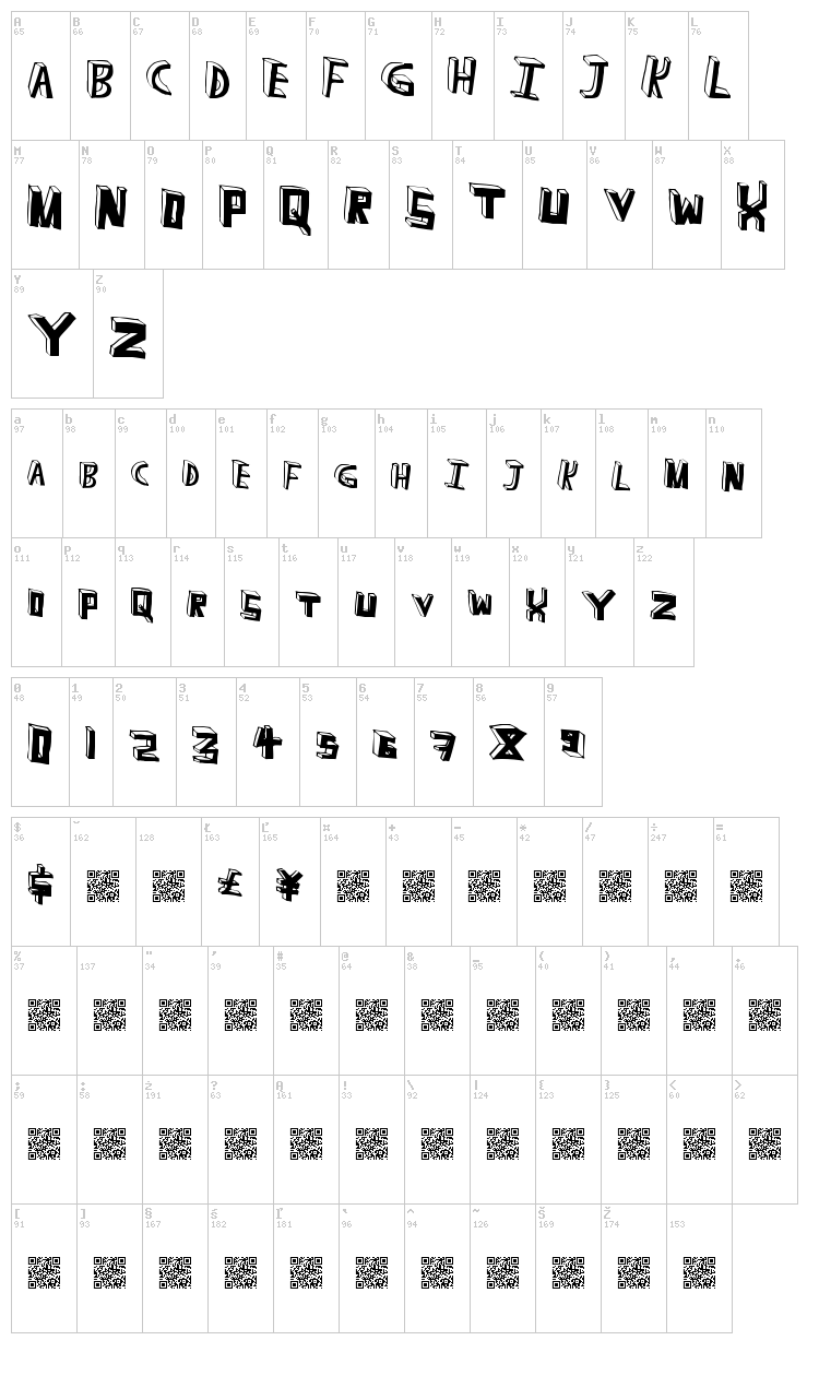 Run Away font map