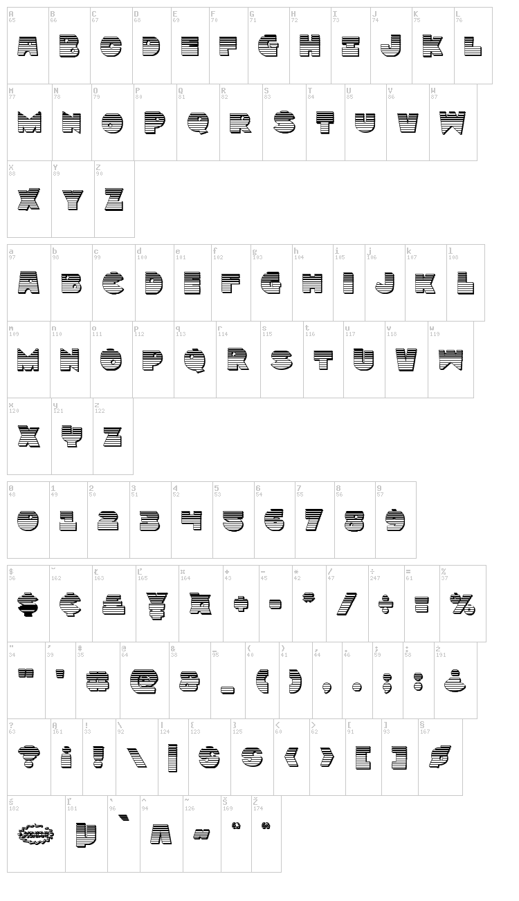 Zounderkite font map