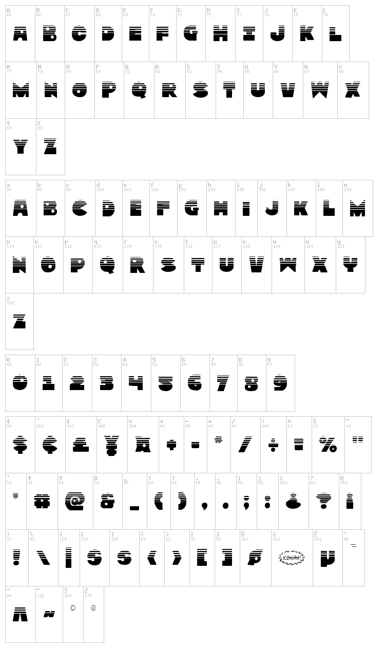 Zounderkite font map