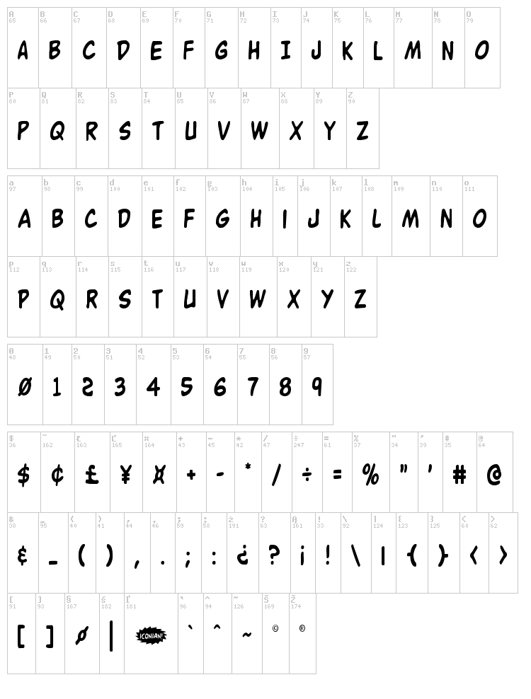 Buddy Champion font map