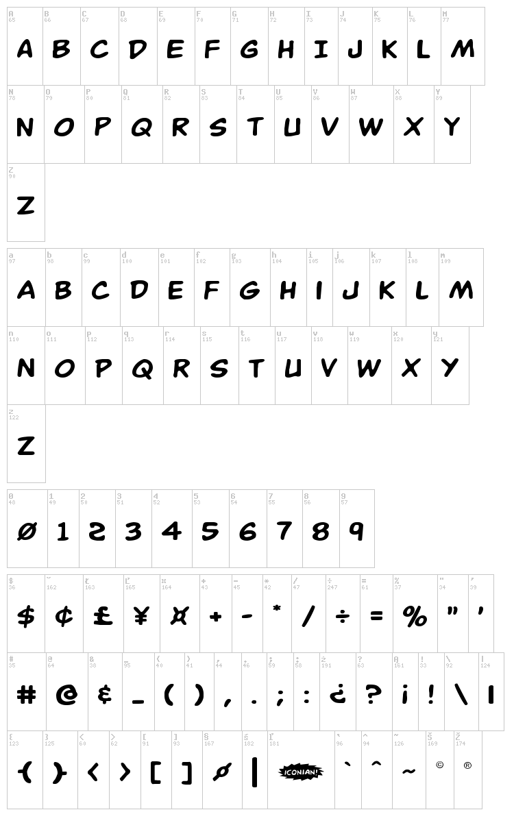 Buddy Champion font map