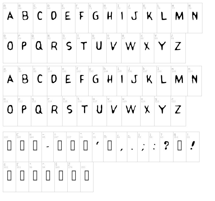 Classic Comics Club font map